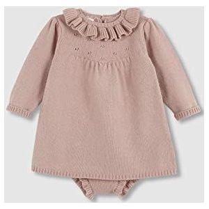 Gocco Gebreide jurk met ruche-hals, roze, standaard voor baby's, Violeta, 12-18 Maanden