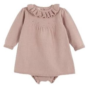 Gocco Gebreide jurk met ruche-hals, roze, standaard voor baby's, Violeta, 12-18 Maanden