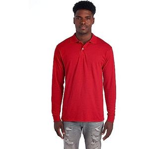 Jerzees Heren Spot Shield poloshirt met lange mouwen, Rood, XXL