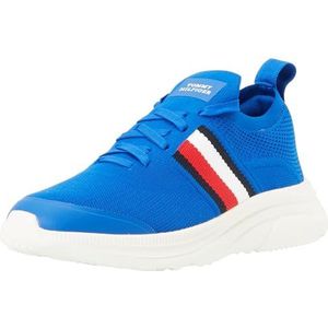 Tommy Hilfiger Heren Moderne Runner Knit Stripes ESS Sneaker, Ultra Blauw, 29 UK, Ultra Blauw, 45 EU