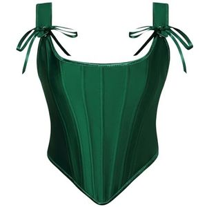 Scarlet Darkness Korsettops voor vrouwen, renaissance-uitgebeend bustier korset top, Diep Groen, 36