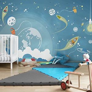 Apalis Kinderbehang vliesbehang nummer MW16 kleurrijk ruimtevaart fotobehang breed | vliesbehang wandbehang muurschildering foto 3D fotobehang voor slaapkamer woonkamer keuken | blauw, 94745