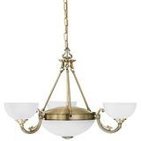 EGLO Savoy hanglamp met 5 fittingen, vintage, rustieke hanglamp van gepolijst gebruind metaal met wit gesatineerd glas, hangende eettafellamp, woonkamerlamp met E14- en E27-fittingen