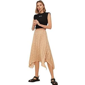 TRENDYOL Vrouw Midi asymmetrisch gebreide rok, Camelkleuren, XS