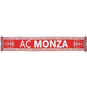 AC MONZA Officiële sjaal, effen afbeelding met contrasterende accenten en AC Monza Force Bagai-opschrift, jacquard-breiwerk, acryl, rood, wit, eenheidsmaat