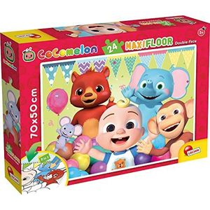 Lisciani - CoComelon - maxi-puzzel voor kinderen vanaf 3 jaar, 24 delen, 2-in-1, dubbelzijdig dubbelzijdig/achterkant met kleurrug - 91003