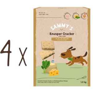 Sammy's Knusper-crackers, hartige snacks voor honden, knappercrackers met kaas- en spinazievulling, 4 x 1 kg