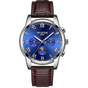 Basfur Watch Bas-Mon-Ho-015-10, Bruine leren band/blauwe wijzerplaat, Modern