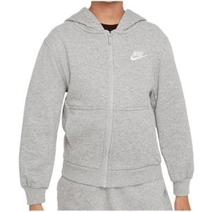 Nike FD3017-063 K NSW Club FT HD FZ LS LBR Sweatshirt Unisex DK Grey Heather/Base Grey/White Maat S