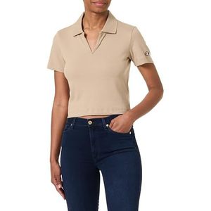 Champion Legacy Icons Tonal Logo W-Soft Cotton 1x1 Rib Crop Slim Tank S/L Poloshirt, Lichtbruin, Large, lichtbruin, L