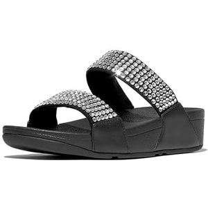 Fitflop Lulu Maxi-Crystal Slides Sandaal met twee staven voor dames, Zwart, 36 EU