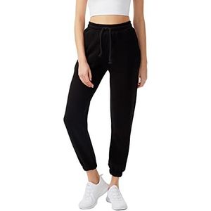 LOS OJOS Sweatbroek voor dames, sweatpants met zakken, joggingbroek voor dames, met trekkoord, elastische tailleband, zwart, L