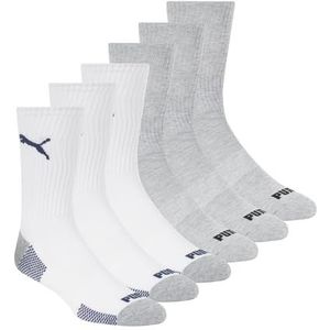 Puma Lifestyle Crew Sportsokken voor heren (paar van 6), Wit, 44-47 EU