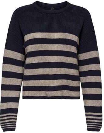 ONLY Dames Onlkatia Ls Rib Stripe O-Neck Cc KNT, night sky, M