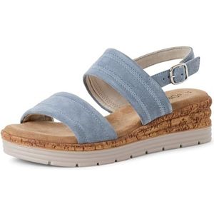 s.Oliver 5-28701-44 Damessandalen met sleehak, Soft Blue., 37 EU