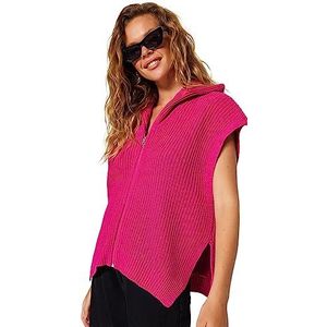 Trendyol FeMan Regular fit Basic Staande kraag gebreide trui, Fuchsia, M, Fuchsia, M