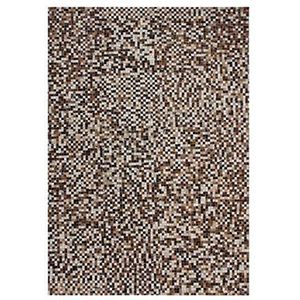 Lederen tapijt patchwork design lederen tapijt bruin ivoor zwart 140x200cm