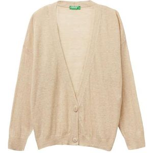 UNITED COLORS OF BENETTON - Gebreid Vest - Beige - Losse Pasvorm - Lange Mouw