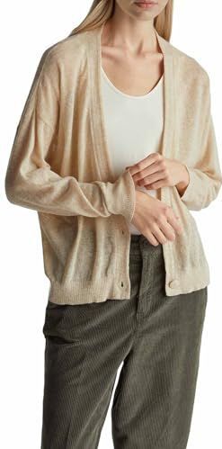 UNITED COLORS OF BENETTON - Gebreid Vest - Beige - Losse Pasvorm - Lange Mouw