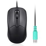 Perixx 10442 Perimice-209 P bekabelde PS2-muis met scrollwiel en optische resolutie met 1000 DPI voor computer, 1,8 m kabel, zwart