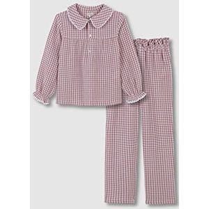 Gocco Vichy Nude Chiffon pyjama voor meisjes, 3-4 jaar, Naakt, 3-4 Jaren