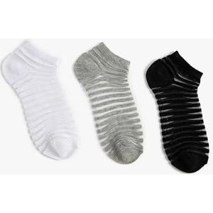 Koton Dames 3-Pack Bootie Sokken Set Transparant Gedetailleerd, XXXL (XXX), One Size, XXX (XXX), Eén Maat