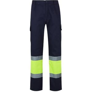 Velilla 157 - Broek met hoge zichtbaarheid (maat XL) kleur donkerblauw en fluor geel