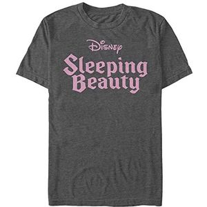Disney Unisex Sleeping Sleepng Beauty Logo Organic Short Sleeve T-Shirt, Melange Black, XL, Melange Black, XL
