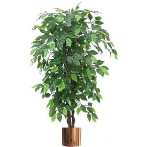 Leaf Kunstboom/Plant met Metalen Plantenbakken, 120cm Groen XL Bossige Ficus Koper