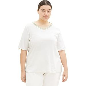 TOM TAILOR Dames T-shirt 1035936, 10315 - Whisper White, 46 Grote maten