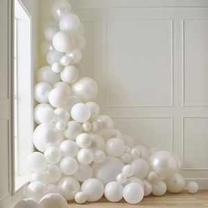 Ginger Ray Luxe witte & crème boog met 120 latex ballonnen met faux parels bruiloft decoratie