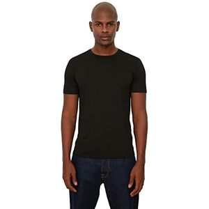 Trendyol Heren Black Mens Basic Slim Fit Bicycle Collar Short Sleeve T-Shirt, XXL