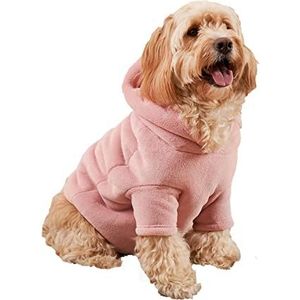 OHS Thermofleece hondenhoodie met sherpa-voering, omkeerbaar, zacht, gezellig, gemakkelijk te onderhouden huisdierkleding - Medium, Blush Pink