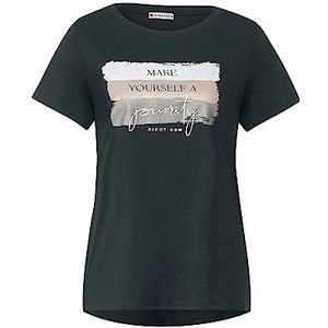 Street One Dames shirt met korte mouwen bedrukt, Cool Vintage Groen, 34