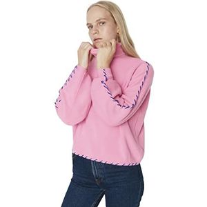 Trendyol Dames coltrui effen regular sweater sweatshirt, roze, M