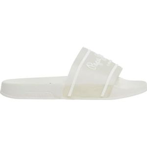 Pepe Jeans Dames Slider Translucent W Flip-Flop, Wit (Off White), 3 UK, Wit Gebroken Wit, 3 UK