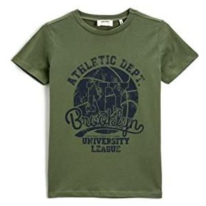 Koton T-shirt met korte mouwen van katoen voor jongens, kaki (894), 6-7 Jaren
