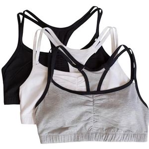 Fruit of the Loom Dames katoenen pullover sport beha (Pack van 3), Grijs Zwart/Wit/Zwart, 85