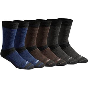 Dickies Dri-tech Moisture Control Max Full Cushion Crew sokken voor heren, verkrijgbaar in M-XL (6, 12 paar), Bruin Blauw Grijs (6 paar), Large
