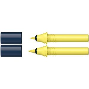 Schneider 040 Paint-It Twinmarkerpatronen (Brush Tip & 1,0 mm ronde punt, kleurintensieve inkt op waterbasis, voor gebruik op papier, 95% gerecycled kunststof) geel 063