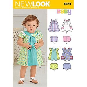 Simplicity New Look patroon 6275 voor babykleding, jurk en broek, maat A NB/Small/Medium/Large (eventueel niet beschikbaar in het Nederlands)