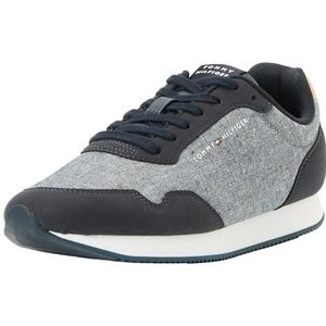 Tommy Hilfiger Heren LO Runner Mix Chambray Sneaker, Desert Sky, 11 UK, woestijn hemel, 46 EU