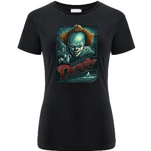 ERT GROUP Origineel en officieel gelicentieerd zwart horror-T-shirt voor dames, patroon It 021, eenzijdige print, maat XXS, It 021 Zwart, XXS