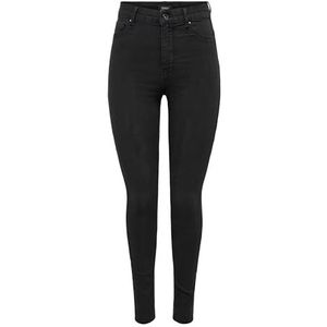 ONLY Dames ONLMILA-IRIS HW LANK SK LEG DNM PIMBOX Jeans, Washed Black, Zwart