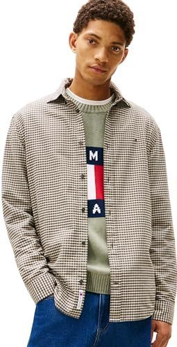 TOMMY JEANS - TJM OXFORD CHECK - Overhemd - Pewter Green Check - Lange Mouwen