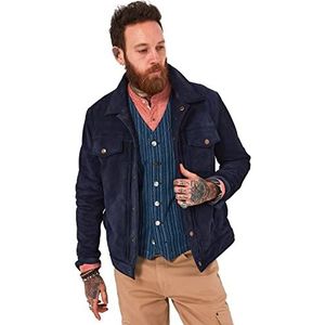 Joe Browns Heren Vintage westerse stijl Sueded jas, blauw, XXL, marineblauw, XXL