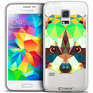 Caseink - Beschermhoes Case Galaxy S5 [Crystal HD Polygon Series Animal - Rigide - Ultra Thin - Gedrukt in Frankrijk] Raton Laveur