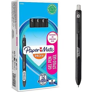Paper Mate InkJoy Gel Pennen, Medium Point (0,7 mm), Zwart, 12 Stuks