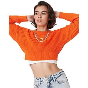 Trendyol Dames Regular Basic Crew Neck Knitwear Trui, Oranje, M