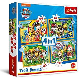 Trefl 34395 4-in-1 Vakantie Psi Patrol Puzzel, kleurrijk, Od 4 LAT